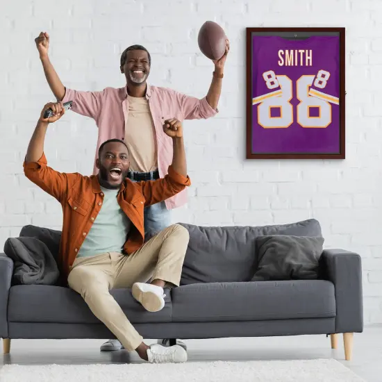 Americanflat 23x31 Lockable Jersey Display Case - Jersey Shadow Box Frame - Includes Built-in Hook for Jersey - Anti-Theft Lock - Polished Plexiglass Cover - Hanging Hardware White {12}