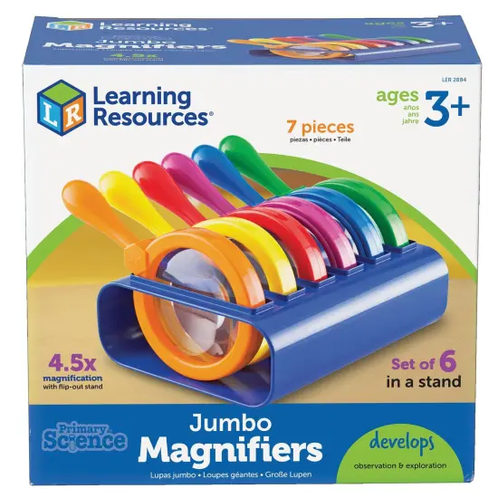 Primary Science Jumbo Magnifiers, Set of 6 with Stand {1}