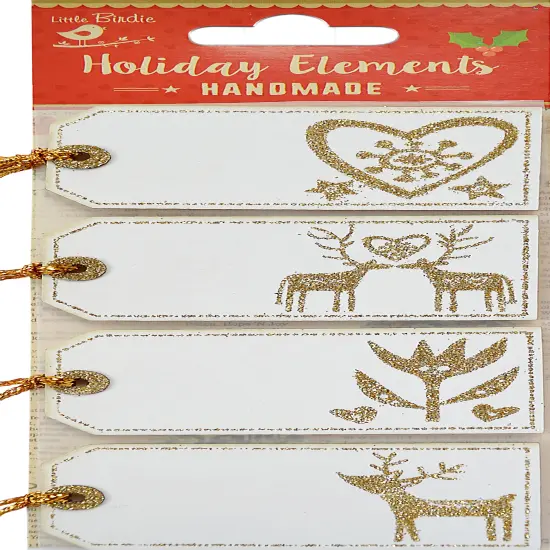 Little Birdie Christmas Tags 4/Pkg-Reindeer Love {1}