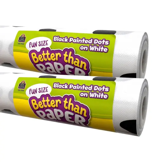 Fun Size Better Than Paper Bulletin Board Roll Black Painted Dots on White, Pack of 2 {1}