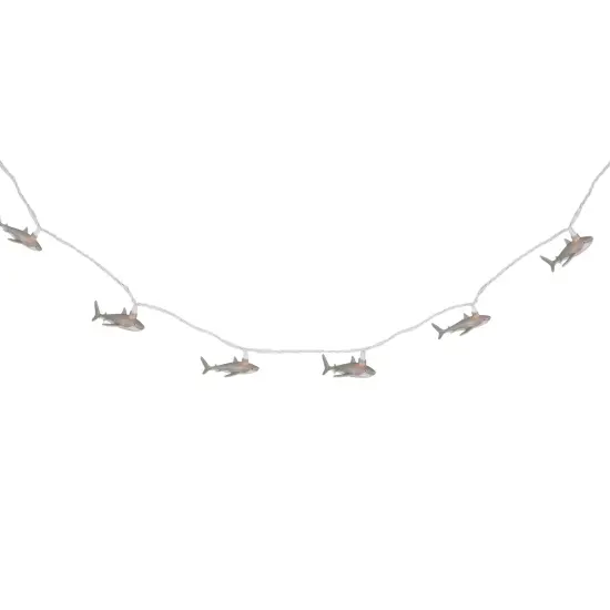 Northlight Shark Indoor Outdoor Patio Light Set - 6'- White Wire - 10ct Gray {5}