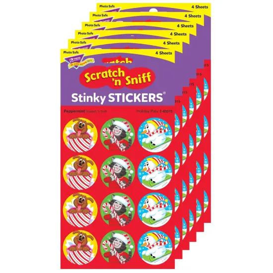 Holiday Pals/Peppermint Stinky Stickers&reg;, 48 Per Pack, 6 Packs {1}