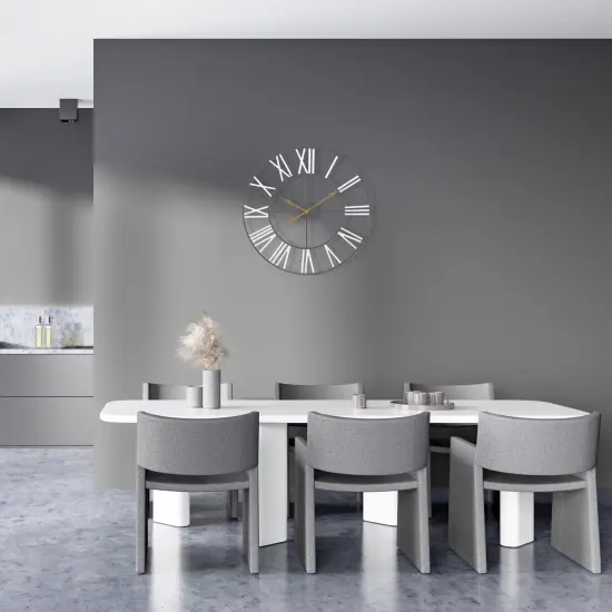 Sorbus 16" Oversized Black Metal Decorative Analog Round Wall Clock - Beautifully decorate any wall space in the household White {5}