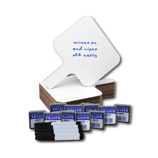 Rectangular Dry Erase 8" x 9.75" Answer Paddle + Pen + Eraser Set, 12 Sets {2}