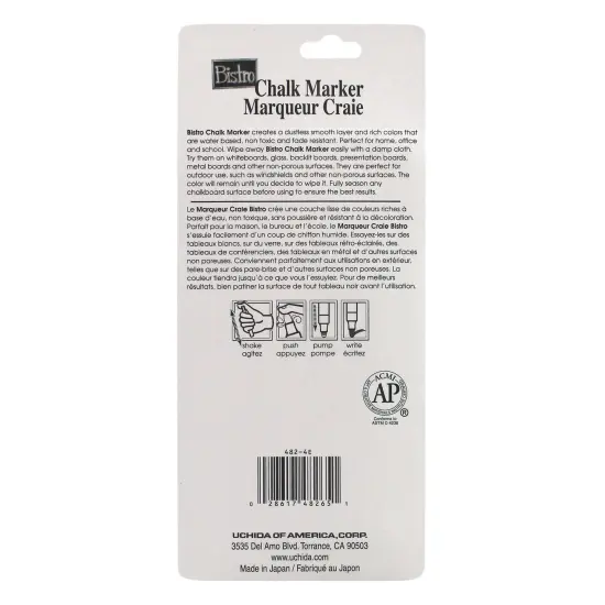 Bistro Chalk Markers, Fine Tip, Red, Green, Blue, White, 4 Per Pack, 2 Packs {2}