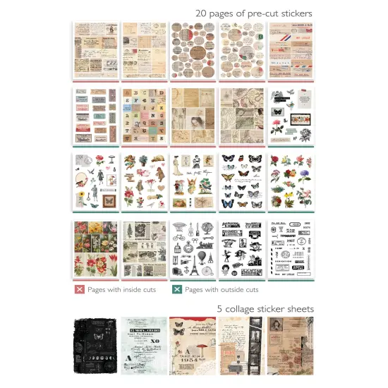Sticker Book: 25 Pages of Pre-Cut Stickers and Collage Sticker Sheets, Washi or Matte Paper {6}