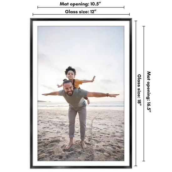 Americanflat Aluminum Picture Frame with Mat - Metal Photo Frame - Black Metal Molding Frame - Shatter Resistant Glass - Hanging Hardware {8}