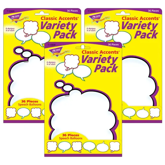 Speech Balloons Classic Accents&reg; Variety Pack, 36 Per Pack, 3 Packs {1}