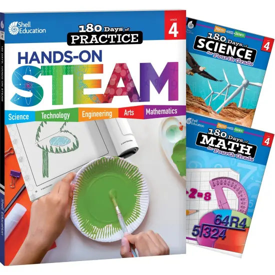 180 Days STEAM, Science, & Math Grade 4: 3-Book Set {1}