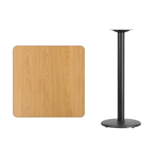 Emma and Oliver 30" Square Laminate Table Top with 18" Round Bar Height Table Base Mahogany {6}