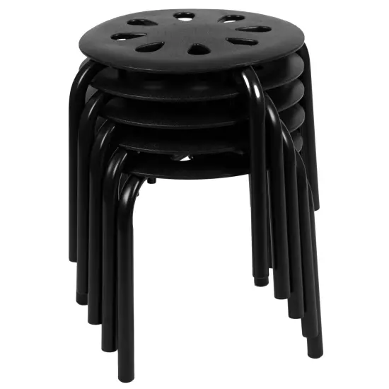 Emma and Oliver Plastic Nesting Stack Stools - Classroom/Home, 11.5"Height (5 Pack) Black {2}