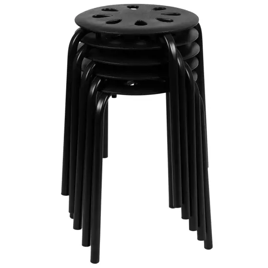 Emma and Oliver Plastic Nesting Stack Stools - School/Office/Home, 17.5"Height (5 Pack) Black {2}
