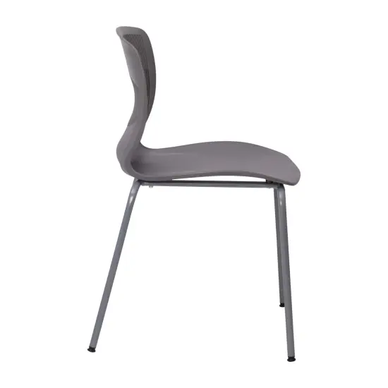 Emma and Oliver Arcana Series Heavy Duty 770 lb. Capacity Ergonomic Polypropylene Stack Chair with Lumbar Support and Steel Frame Gray {5}