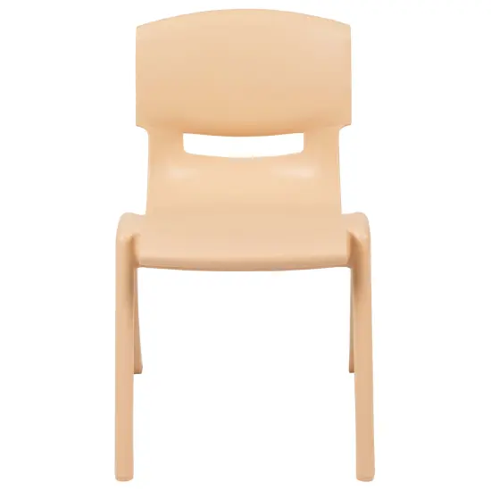 Emma and Oliver 2 Pack Plastic Stack School Chair with 13.25"H Seat, K-2 School Chair Natural {5}