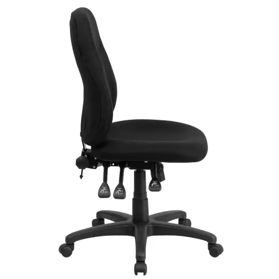Emma and Oliver Mid-Back Fabric Multifunction Swivel Ergonomic Task Office Chair with 1.5" Back Adjustment Black {5}