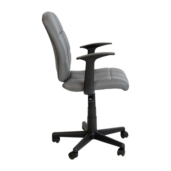 Emma and Oliver Mid-Back Quilted Vinyl Swivel Task Office Chair with Arms Gray {5}