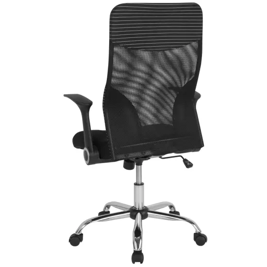 Emma and Oliver High Back Office Chair with Contemporary Mesh Design Black and White {4}