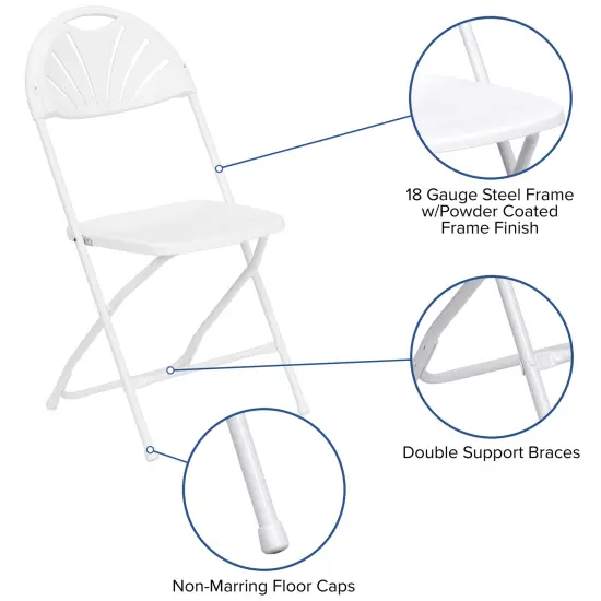 Emma and Oliver 2 Pack Wedding Party Event Fan Back Plastic Folding Chair Home Office Blue {7}