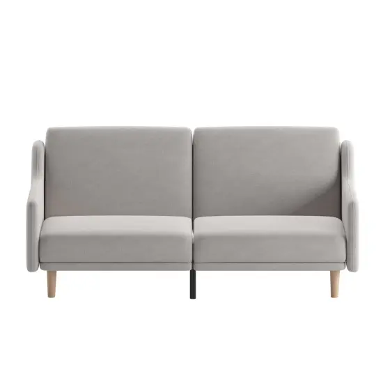 Merrick Lane Niklas Mid Century Modern Split-Back Sofa Futon with 3 Recline Positions Gray {3}