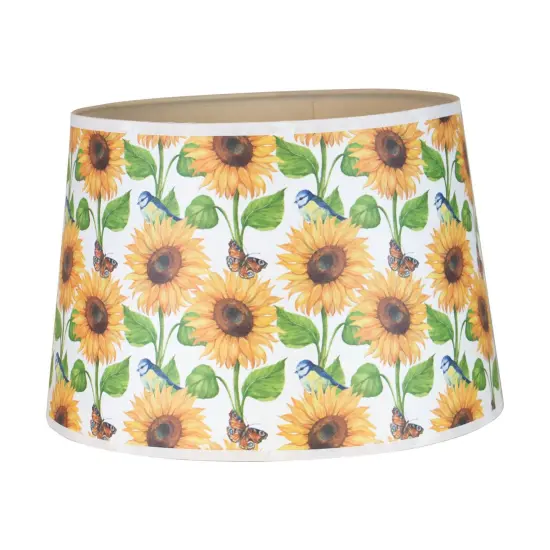 Aladdin Clear Over Emerald Lincoln Drape Table Oil Lamp with Summer Sunflower Shade (Brass Trim) {3}