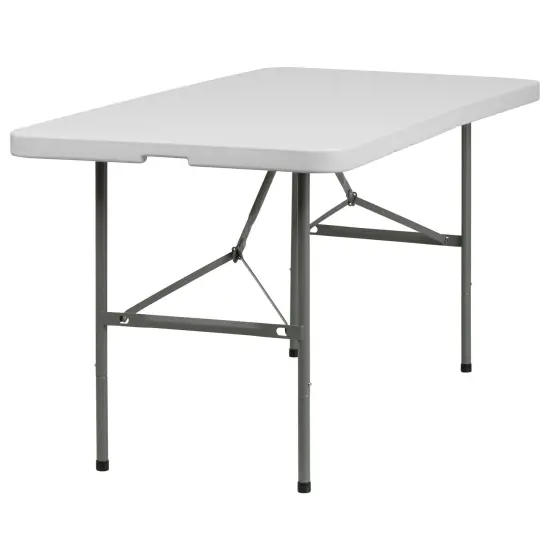 Emma and Oliver 5-Foot Bi-Fold Plastic Folding Table Granite White {1}