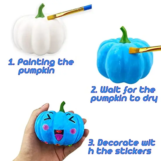 12 Pck Pumpkin Decorations Halloween Crafts PumpkinHalloween White Artificial Pumpkin Decorating Kit with Sticker Kids DIY Arts and Crafts for Halloween Party Thanksgiving Home Fall Decor Pumpkin Decor {6}