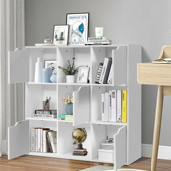 Costway 9 Cube Bookcase Cabinet Wood Bookcase Storage Shelves Room Divider Organization {5}