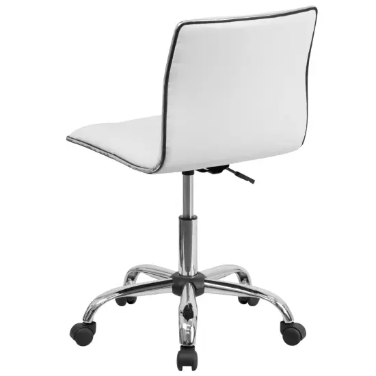 Merrick Lane Amelie Home Office Chair Ergonomic Executive Ribbed Low Back Armless Computer Desk Chair - Base, Frame & Border WhiteVinyl/Chrome {4}