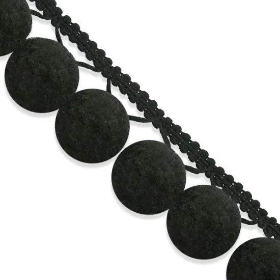 5 yards of Susana Lovely PomPom Fringe Trim 1 1/4" | 5 yard cut Black {1}