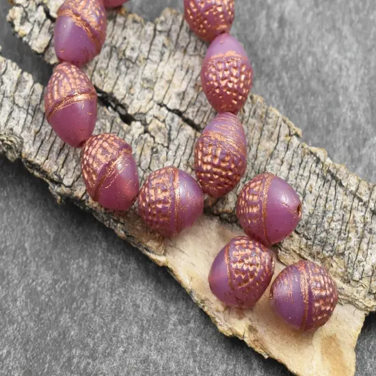 *8* 10x12mm Copper Washed Pink Opaline Acorn Oval Beads {4}