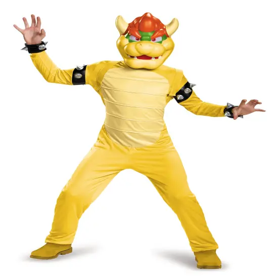 Super Mario Brothers Bowser Deluxe Costume For Kids Medium 7-8 {1}