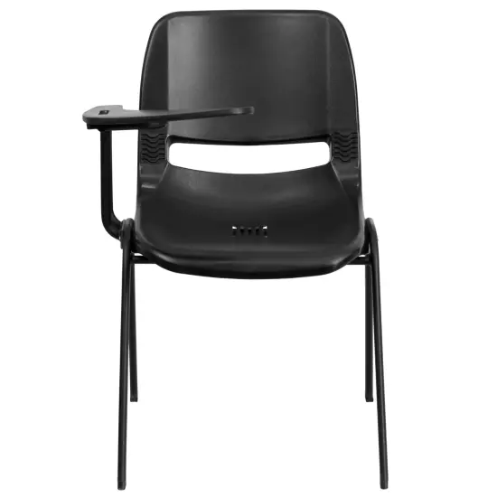 Emma and Oliver Ergonomic Shell Chair with Right Handed Flip-Up Tablet - Tablet Arm Desk Black {5}