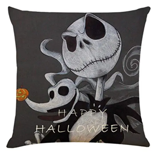 Ogrmar 4PCS 18"x18" Throw Pillow Covers Halloween Decorative Couch Pillow Cases Cotton Linen Pillow Square Cushion Cover for Sofa, Couch, Bed and Car {4}