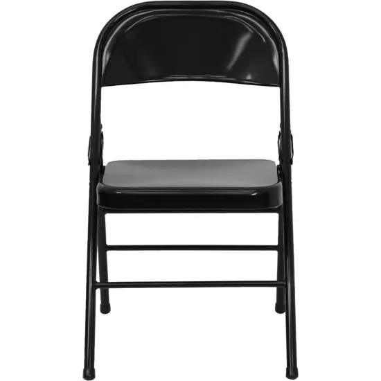 Emma and Oliver 2 Pack Home & Office Portable Party Events Steel Metal Folding Chair Black {3}