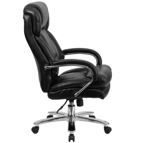 Emma and Oliver 24/7 500 lb. Big & Tall Executive Swivel Ergonomic Office Chair with Loop Arms Black Fabric {10}