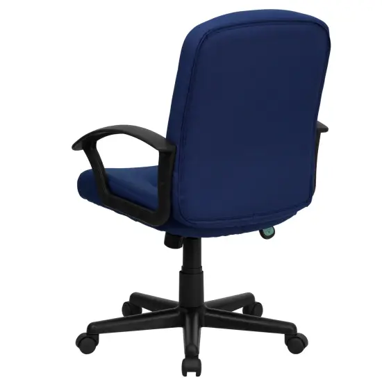 Emma and Oliver Mid-Back Fabric Executive Swivel Office Chair with Nylon Arms Navy {4}