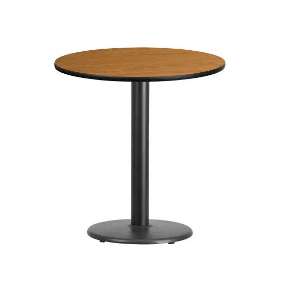Emma and Oliver 24" Round Laminate Table Top with 18" Round Table Height Base Walnut {4}