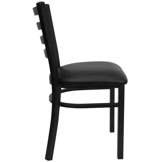 Emma and Oliver 2 Pack Ladder Back Metal Restaurant Chair BlackVYL/BlackMetal {4}