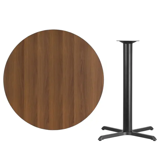 Emma and Oliver 42" Round Laminate Table Top with 33"x33" Bar Height Table Base Natural {6}