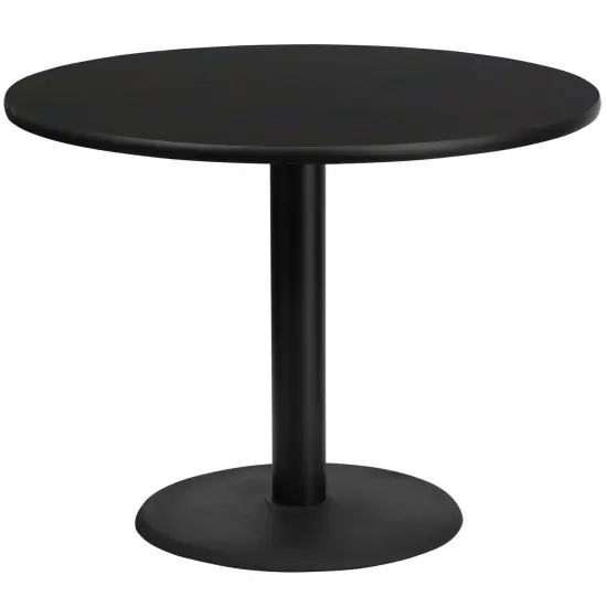Emma and Oliver 42" Round Laminate Table Top with 24" Round Table Height Base Black {3}