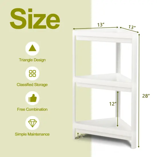 2 Pack 3-Tier Detachable Floor Corner Shower Shelf with Drainage Holes-White {5}