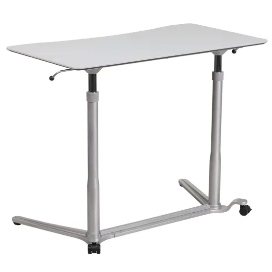 Emma and Oliver Sit-Down, Stand-Up Ergonomic Computer Desk - Standing Desk Light Gray {1}
