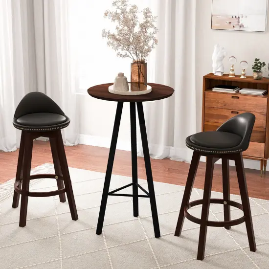 2 Pieces Cushioned Swivel Bar Stool Set with Low Back and Footrest {3}