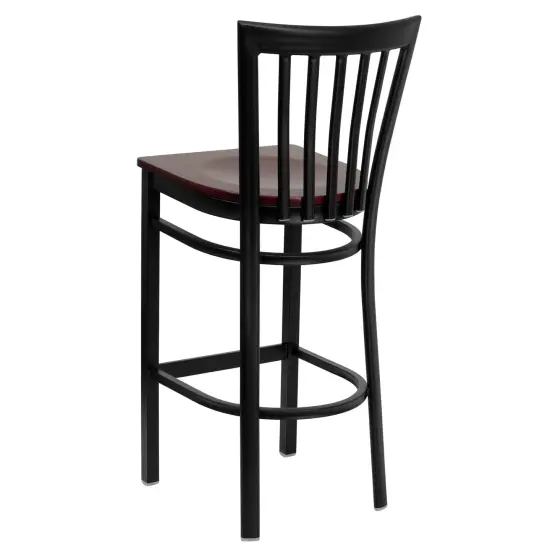 Emma and Oliver 2 Pack School House Back Metal Restaurant Barstool Mahogany/BlackMetal {3}