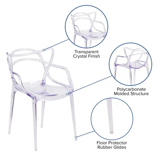 Emma and Oliver Transparent Fluid Style Stacking Side Chair Clear {2}