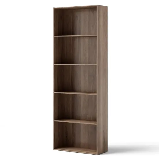 5-Tier Modern Bookcase with Open Storage Shelves and Durable MDF Frame White {7}