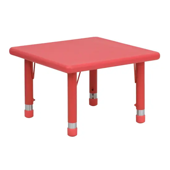 Emma and Oliver 24" Square Plastic Height Adjustable Activity Table Red {1}