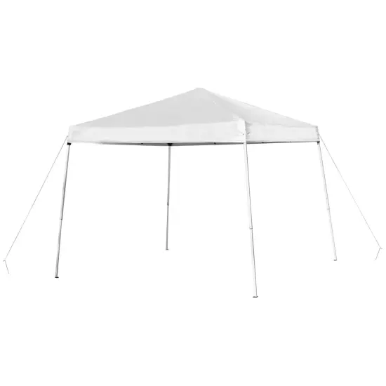 Emma and Oliver Tamar 10'x10'Weather Resistant, UV Coated Pop Up Canopy Tent with Reinforced Corners, Height Adjustable Frame and Carry Bag White {1}