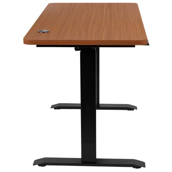 Emma and Oliver Electric Height Adjustable Standing Desk - 48" Wide x 24" Deep Mahogany {4}