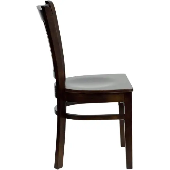Emma and Oliver Vertical Slat Back Wooden Restaurant Dining Chair WalnutSeat/Walnut {5}